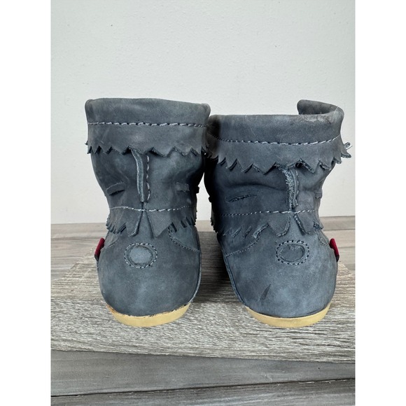OLIBERTE Grey Suede Moccasin Boots Made in Africa Lace Up Ankle Boots Size 9 - Picture 3 of 9
